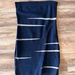 Forever 21 Black/Nude Bandage Strapless Bodycon Dress, Size L